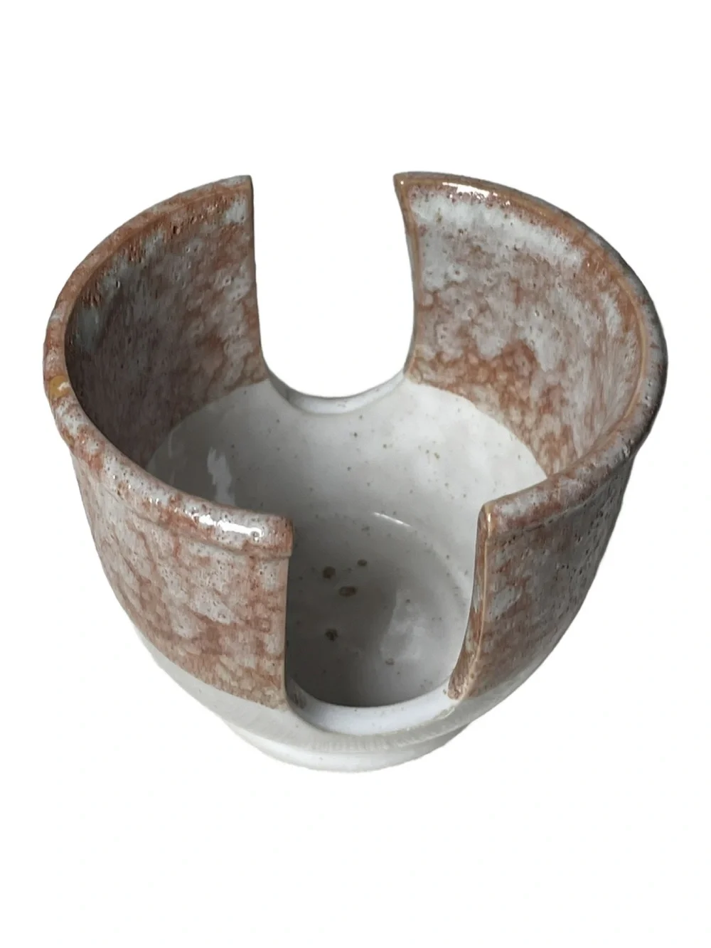 Rustic Slotted Stoneware Sponge Holder Two-Tone design w/Speckled Top